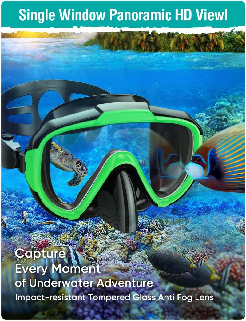 Seovediary Snorkel Set Adults Snorkeling Gear Anti-Fog Panoramic View Swim Mask Dry Top Snorkel Kit with Carry Bag for Snorkeling Scuba Diving Swimming Travel - Image 3